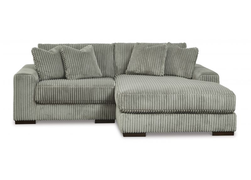 Comfy 1 Seater Plush Sofa with Chaise in Grey/Ivory Colour Anti Sag Fabric - Lambina